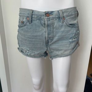 Levi’s Jean Shorts, Light Denim, Distressed, Size 6
